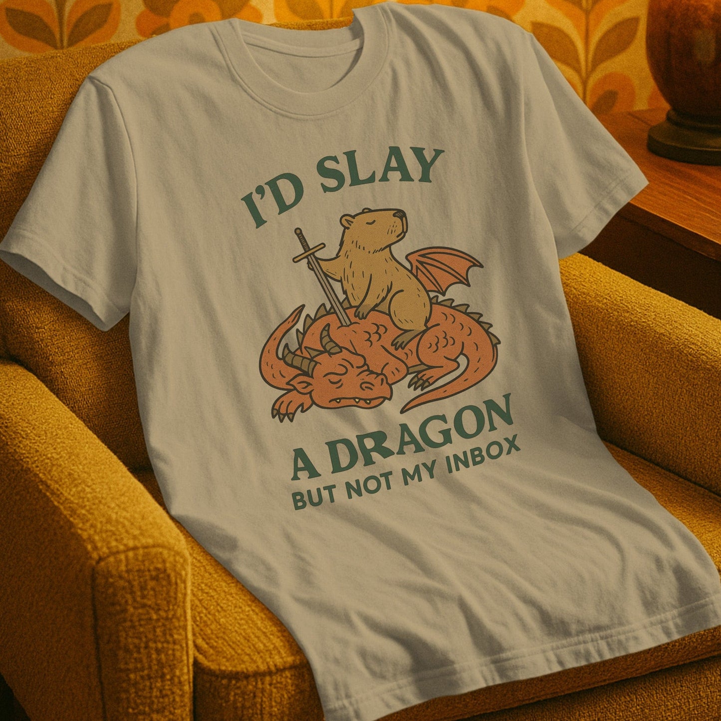 T-Shirt Sand / S I'd Slay a Dragon But Not My Inbox - Capybara