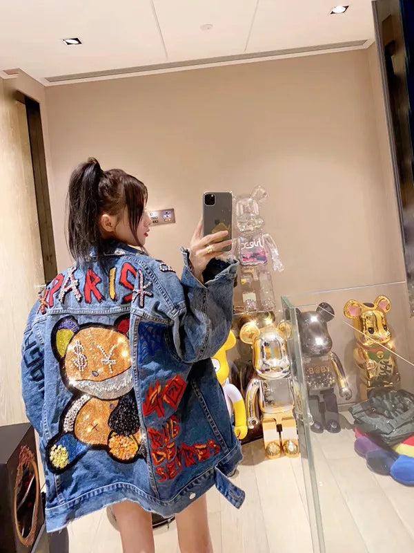 Paris Luxe Bear - Denim Jacket