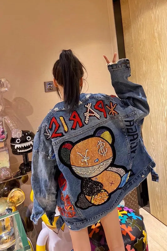 Paris Luxe Bear - Denim Jacket