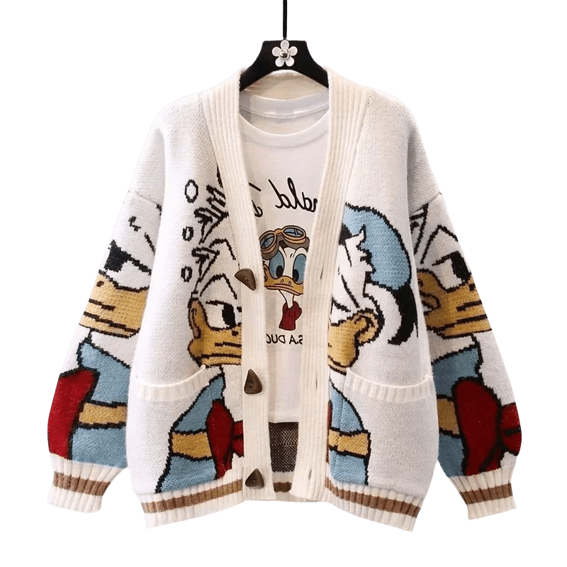 Donald Drip™ Cardigan – Cozy, Playful, and Cartoon - Icon Chic - The Quirkery