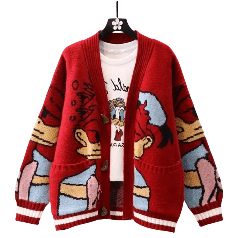 Donald Drip™ Cardigan – Cozy, Playful, and Cartoon - Icon Chic - The Quirkery