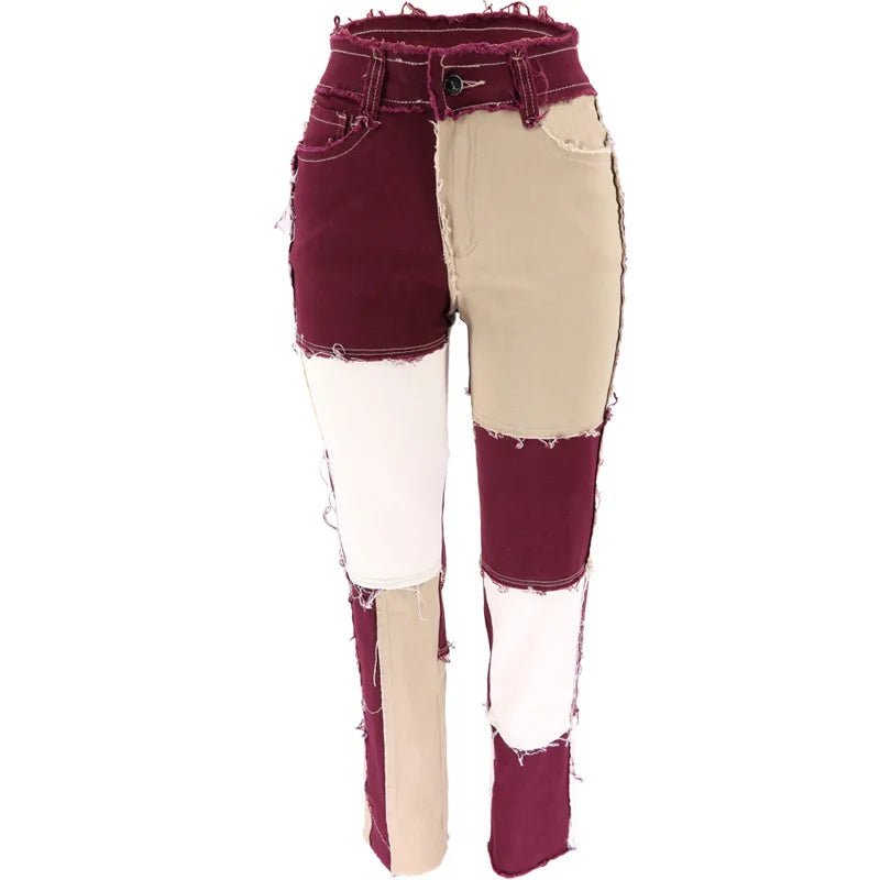 Patchwork Rebels – High - Street Color Block Jeans - The Quirkery