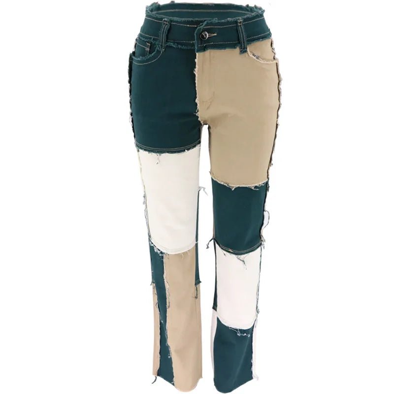 Patchwork Rebels – High - Street Color Block Jeans - The Quirkery