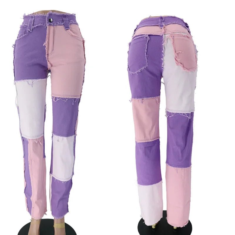 Patchwork Rebels – High - Street Color Block Jeans - The Quirkery