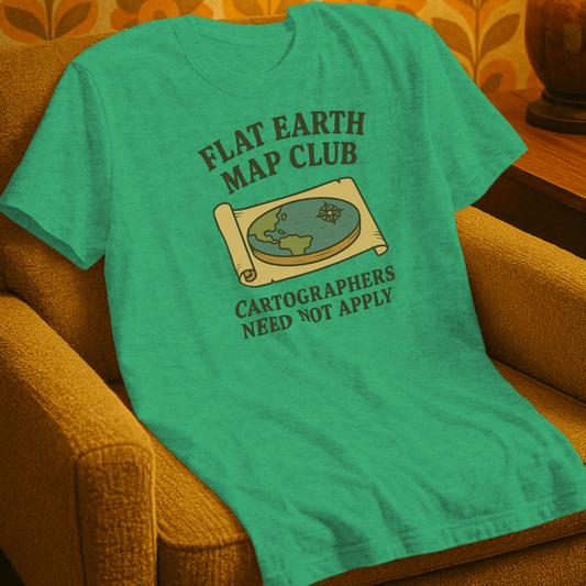 T-Shirt Heather Irish Green / S Flat Earth Map Club