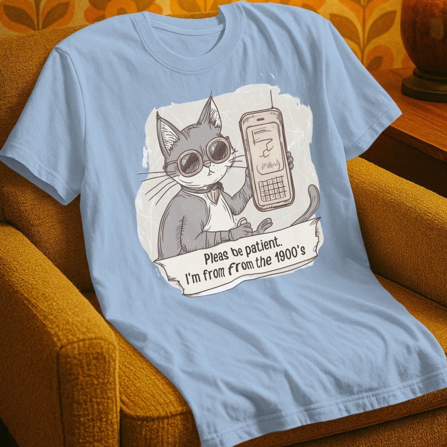 T-Shirt Light Blue / S From the 1900s Tech Cat T-Shirt