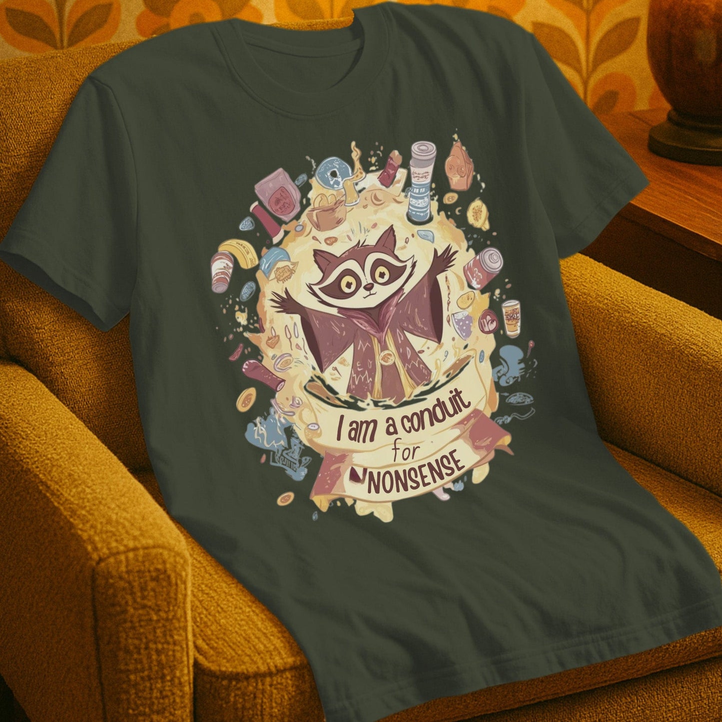 T-Shirt Military Green / S Conduit for Nonsense Raccoon T-Shirt