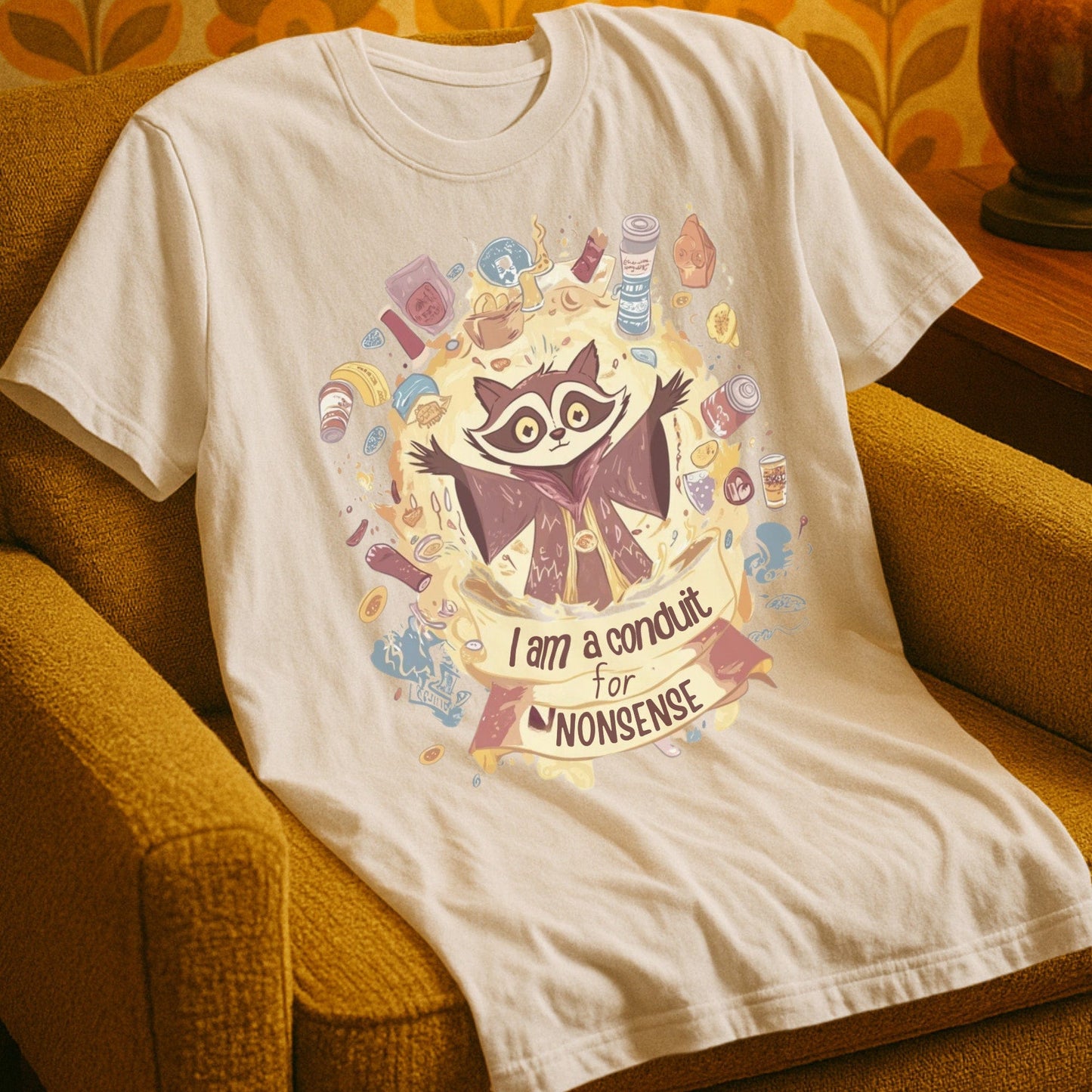 T-Shirt Natural / S Conduit for Nonsense Raccoon T-Shirt