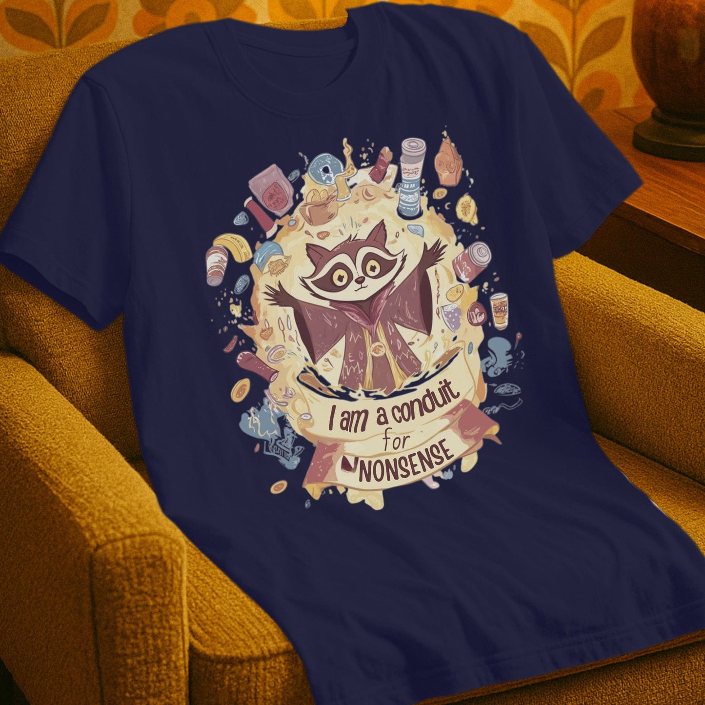 T-Shirt Navy / S Conduit for Nonsense Raccoon T-Shirt