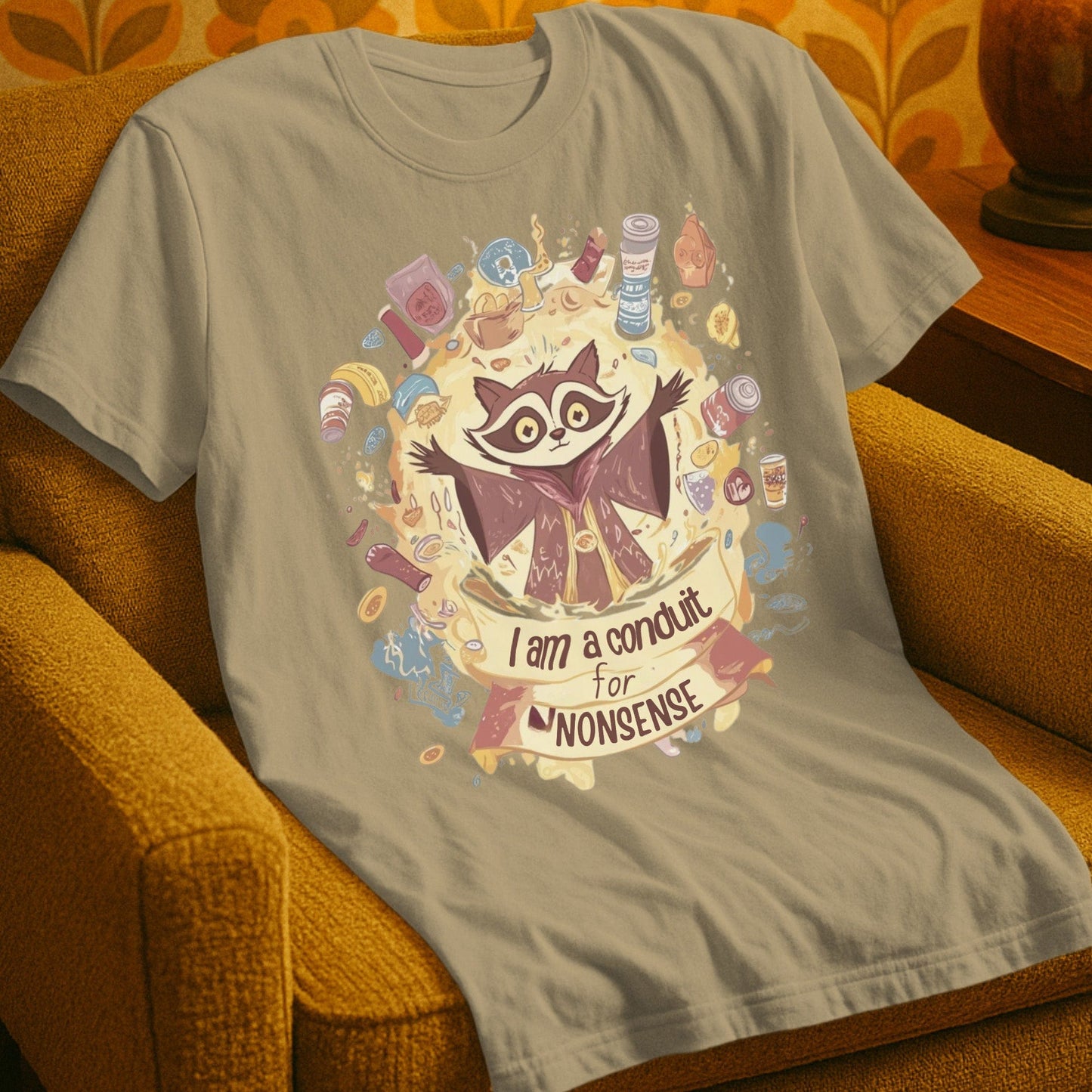 T-Shirt Sand / S Conduit for Nonsense Raccoon T-Shirt