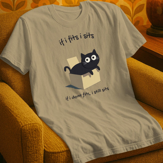 T-Shirt Sand / S If I Fits I Sits Cat T-Shirt