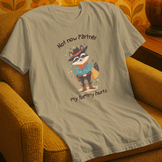T-Shirt Sand / S Tummy Hurts Raccoon T-Shirt